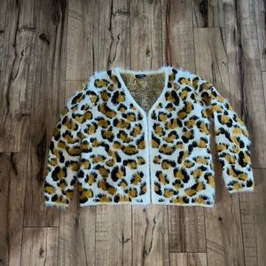 cheetah print fuzzy cardigan
